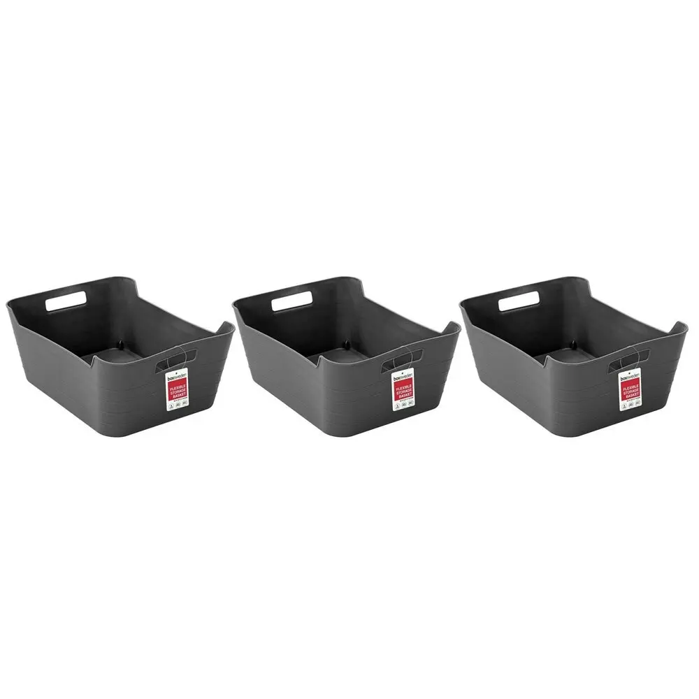 3x Boxsweden 32cm Flexible Storage Basket Container Organiser w/Handle Med Asst