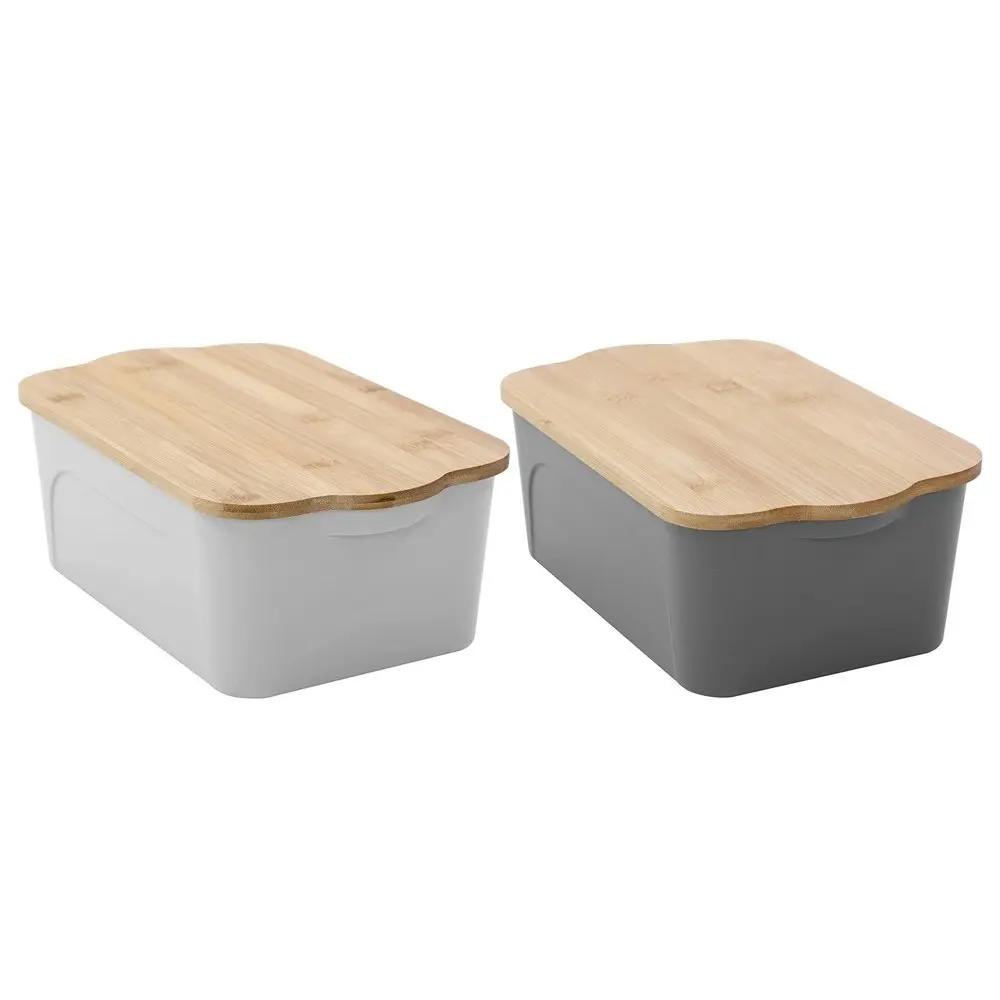 2x Boxsweden 28cm/3.3L Reno Storage Container Box Organiser w/ Bamboo Lid Asst