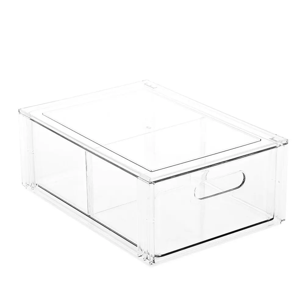 Boxsweden 35cm Crystal Home Storage Drawer w/ Divider Stackable Organiser Clear