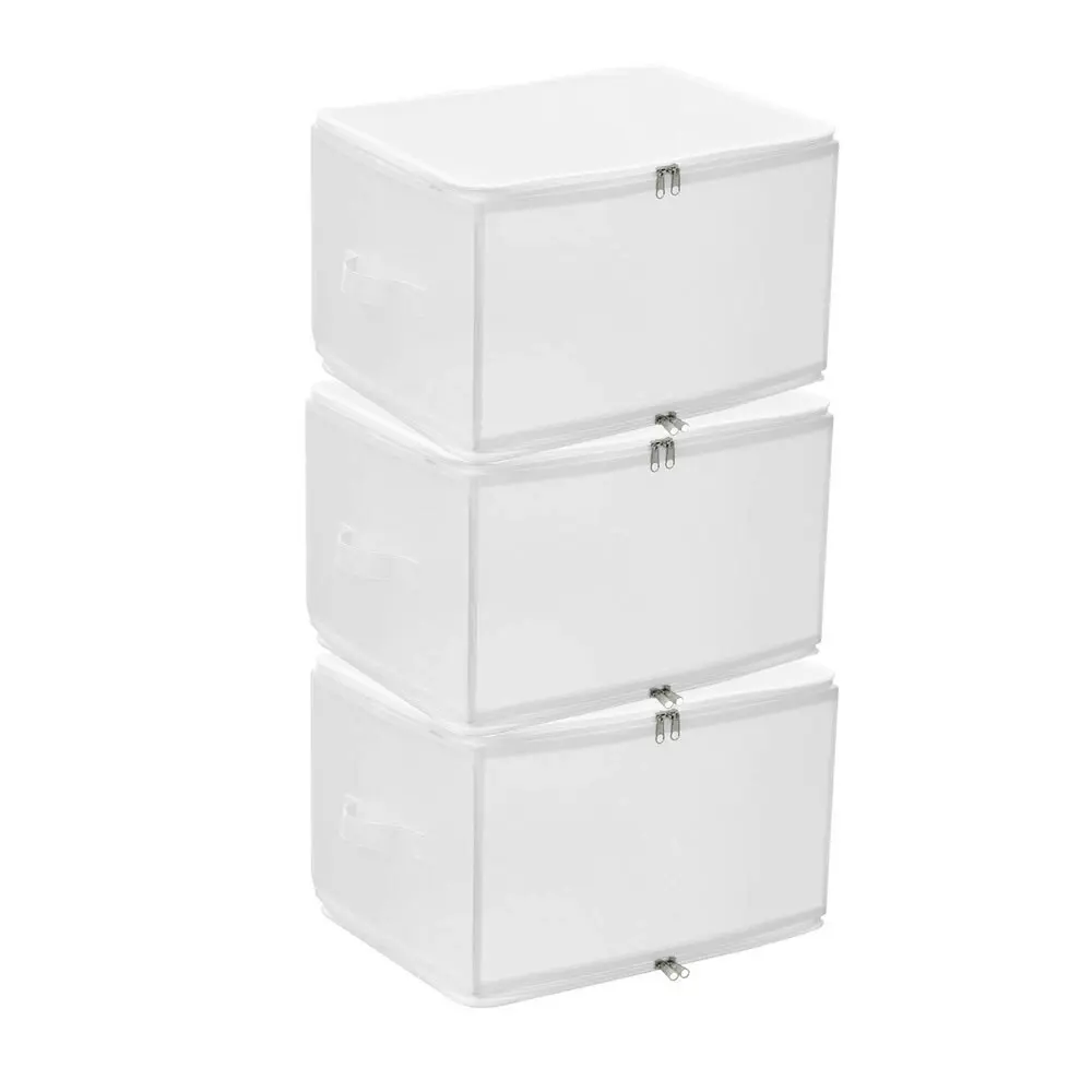 3x Boxsweden 30L Foldaway Storage 40cm Foldable Container Organiser Holder WHT