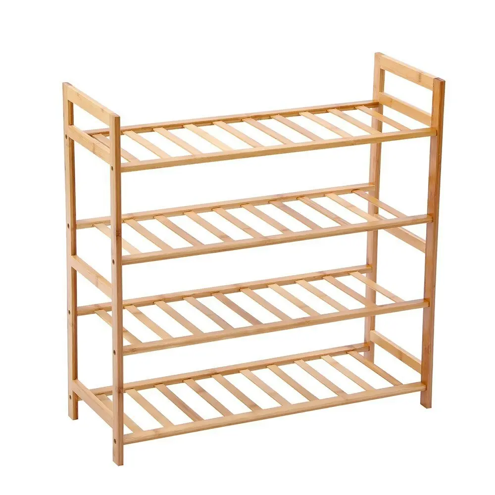 Boxsweden 67cm 4-Tier Wooden Bamboo Shoes/Heels/Sneaker Rack Organiser/Stand