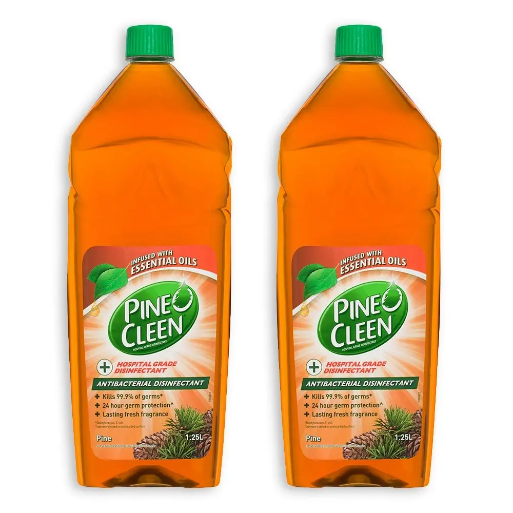 2x Pine O Cleen 1.25L Antibacterial Toilets/Floor/Bins Disinfectant Liquid Pine