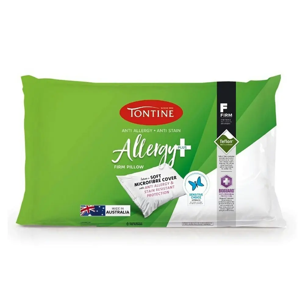 Tontine 46x72cm Allergy Plus Firm Cotton Sleep Pillow High Profile Home Bedding