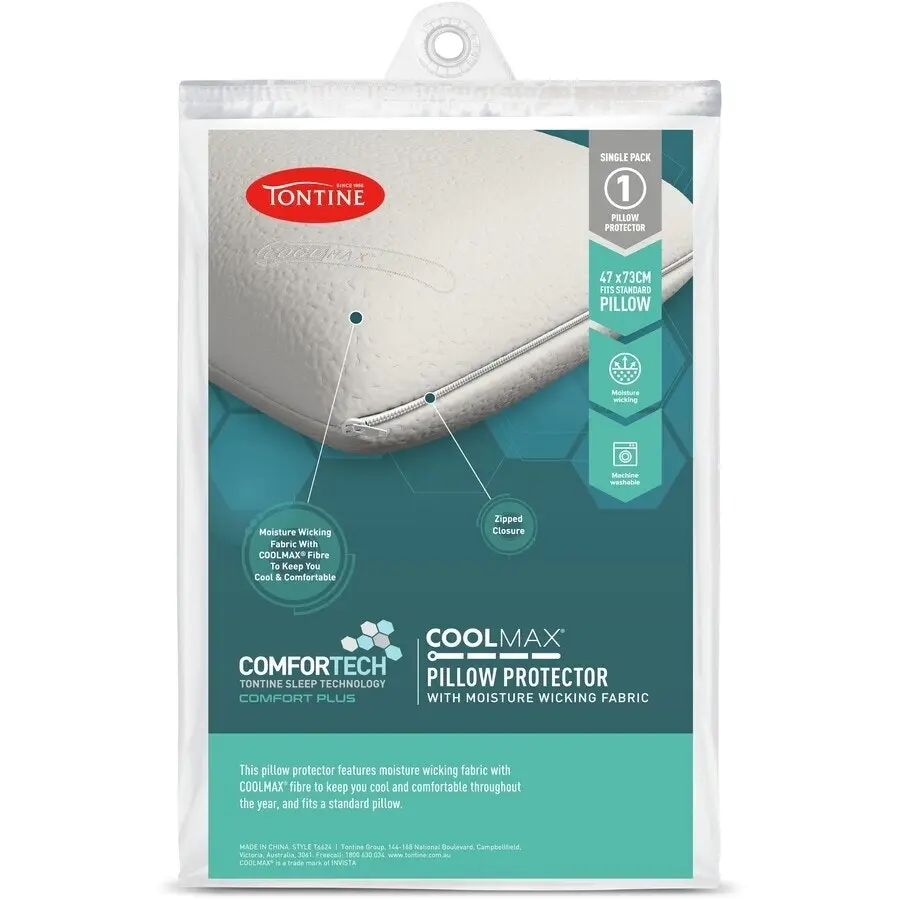 Tontine 46x72cm Comfortech Coolmax Cotton Pillow Protector Home Bedding White