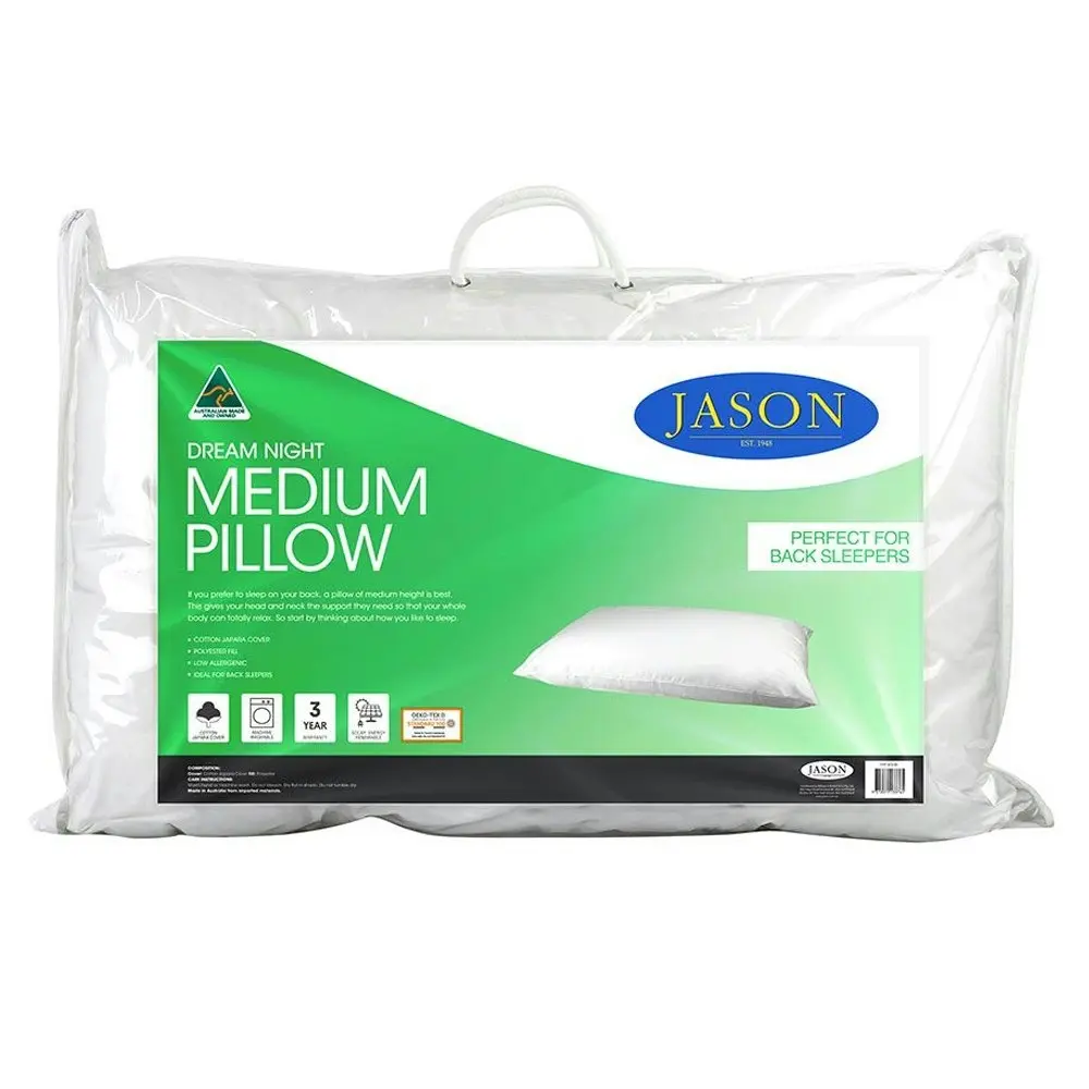 Jason Dream Night Medium Pillow Low Allergenic Sleeping Head Neck Support/Rest