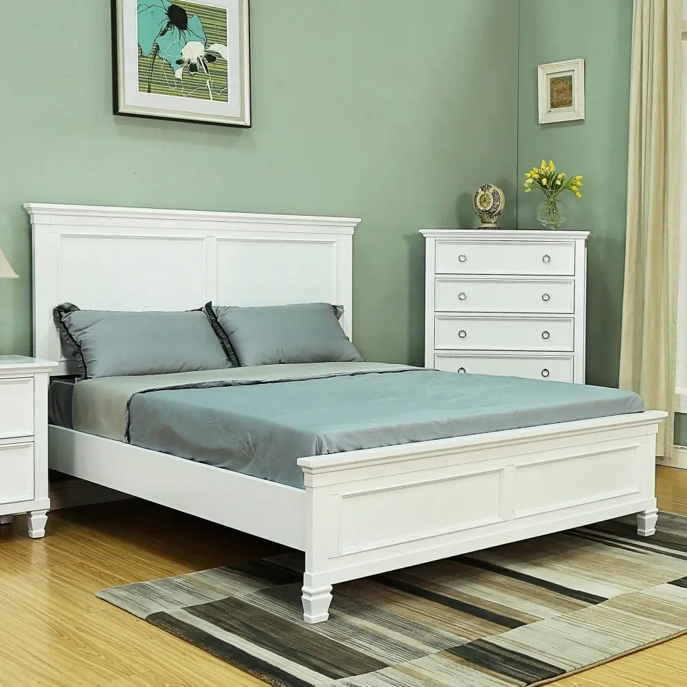 Our Home Seina Hampton Classic Solid Wooden Bed Frame King Size - White