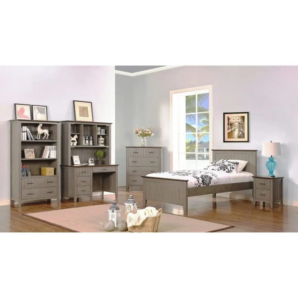 Our Home Karla Modern Classic Solid Wooden Queen Size Bed - Forest Grey