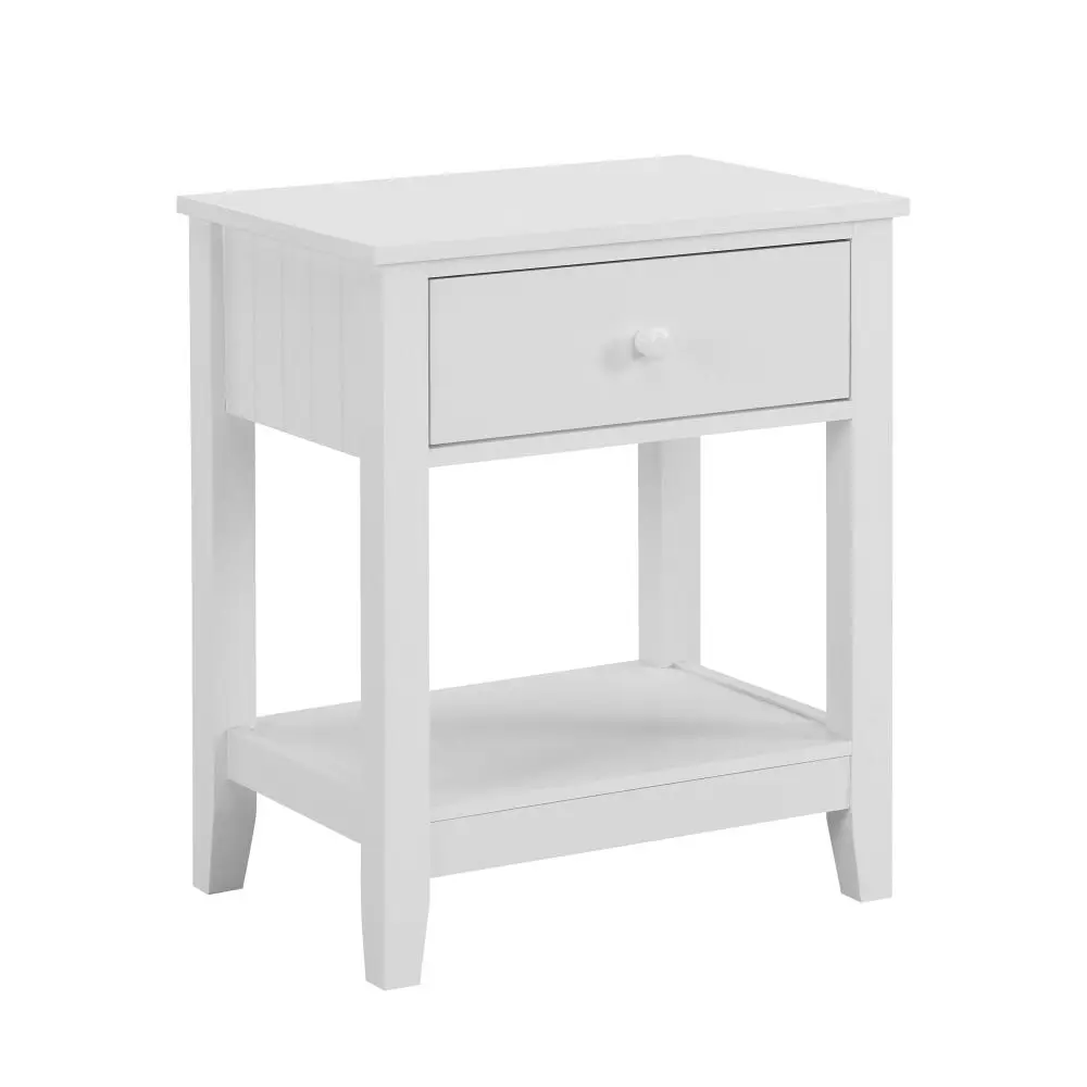 Design Square Oliver Modern Bedside Nightstand Side Table W/ 1-Drawer - White