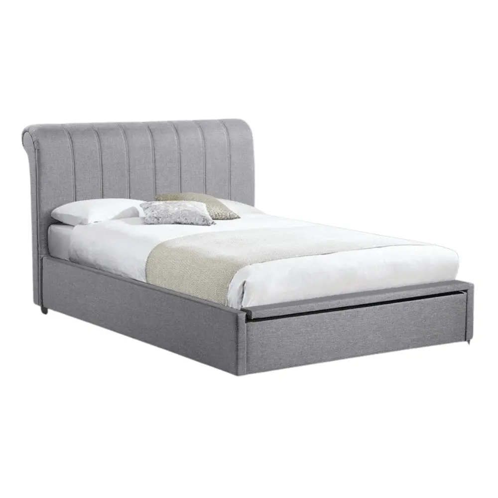 Our Home Daniela Modern Fabric Gas Lift Bed Frame Queen Size - Light Grey