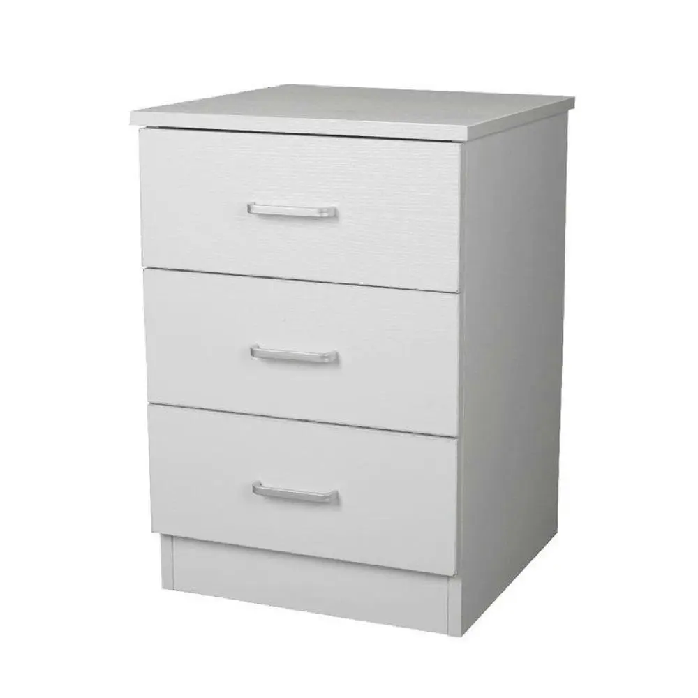 Design Square Modern 3-Drawer Chest Nightstand BedSide Table - White