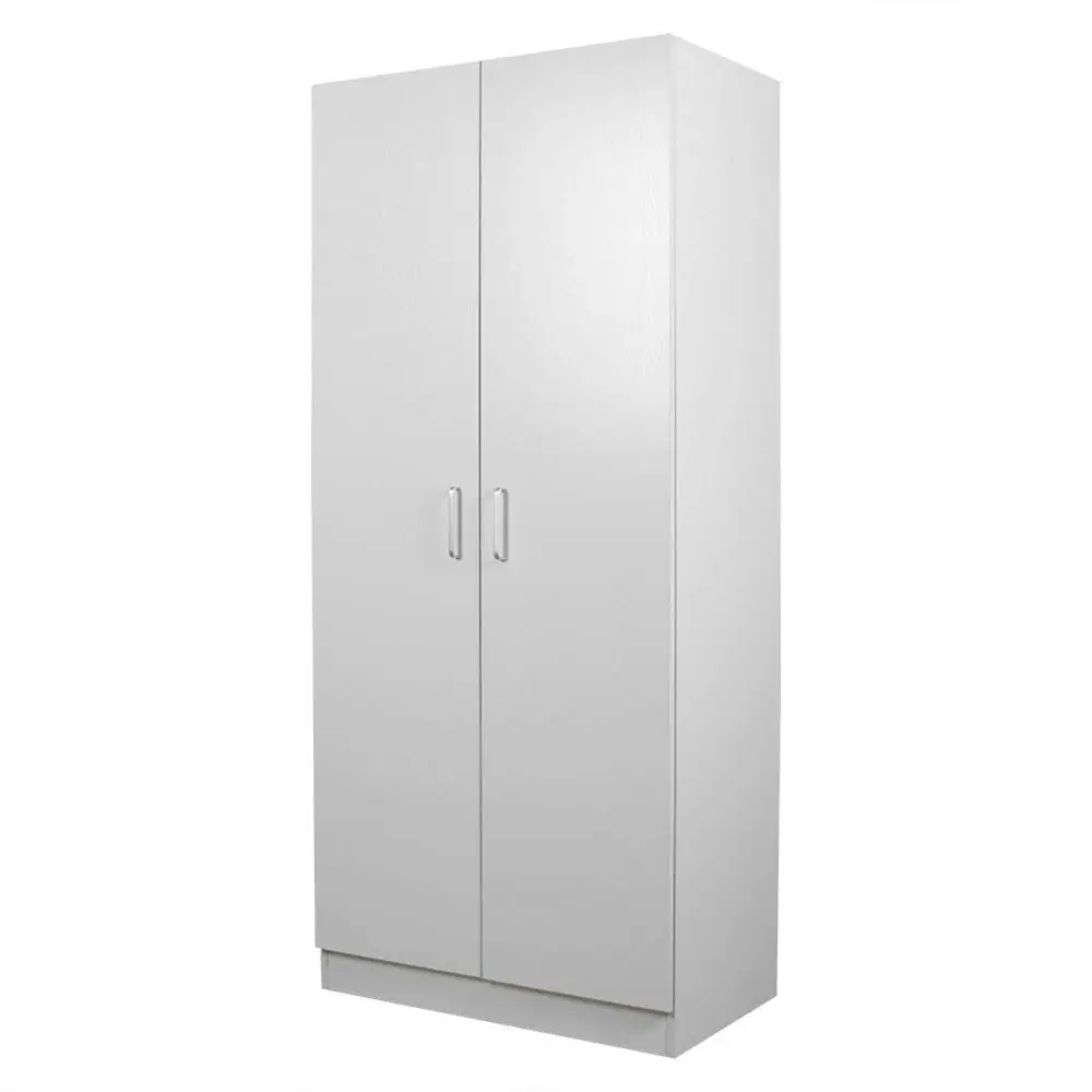 Design Square Modern 2-Door Multi-Purpose Wardrobe Closet Clothes Storage Cabinet - White