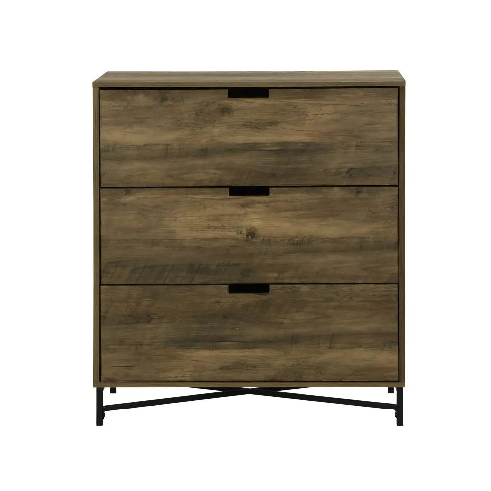 Design Square Elijah Industrial Chest Of 3-Drawers Tallboy Storage Cabinet - Old Wood