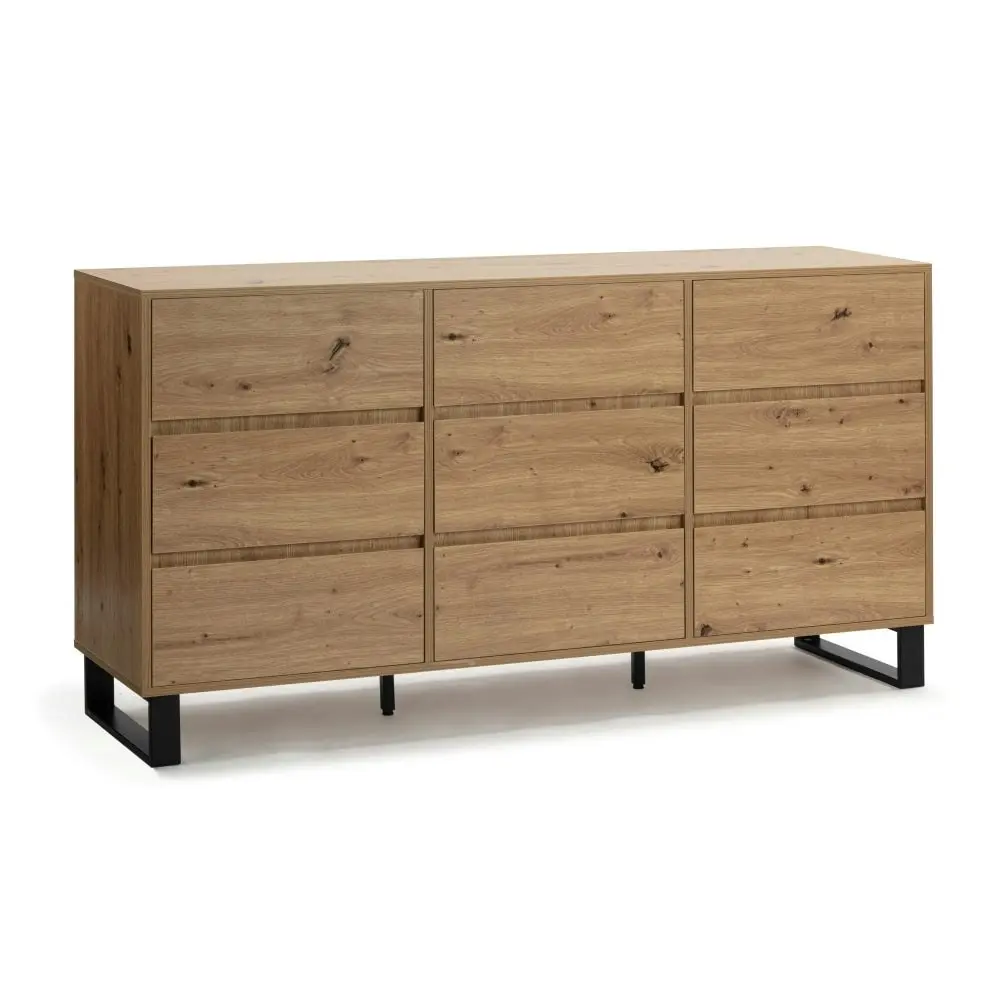 Design Square Dan Dresser Chest Of 9-Drawers Storage Cabinet - Oak/Black