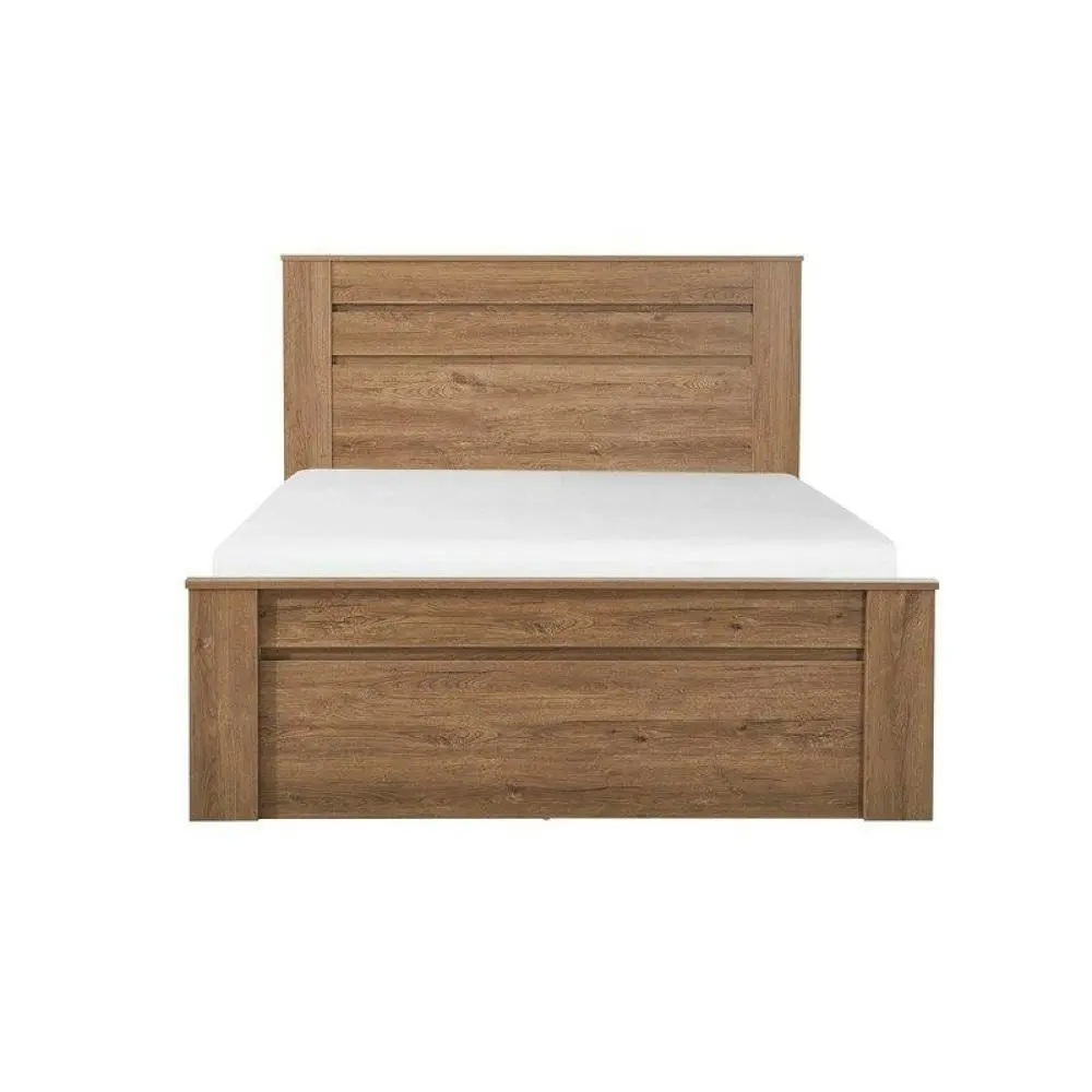 Design Square Modern Wooden Bed Frame Queen Size W/ Headboard - Dark Oak