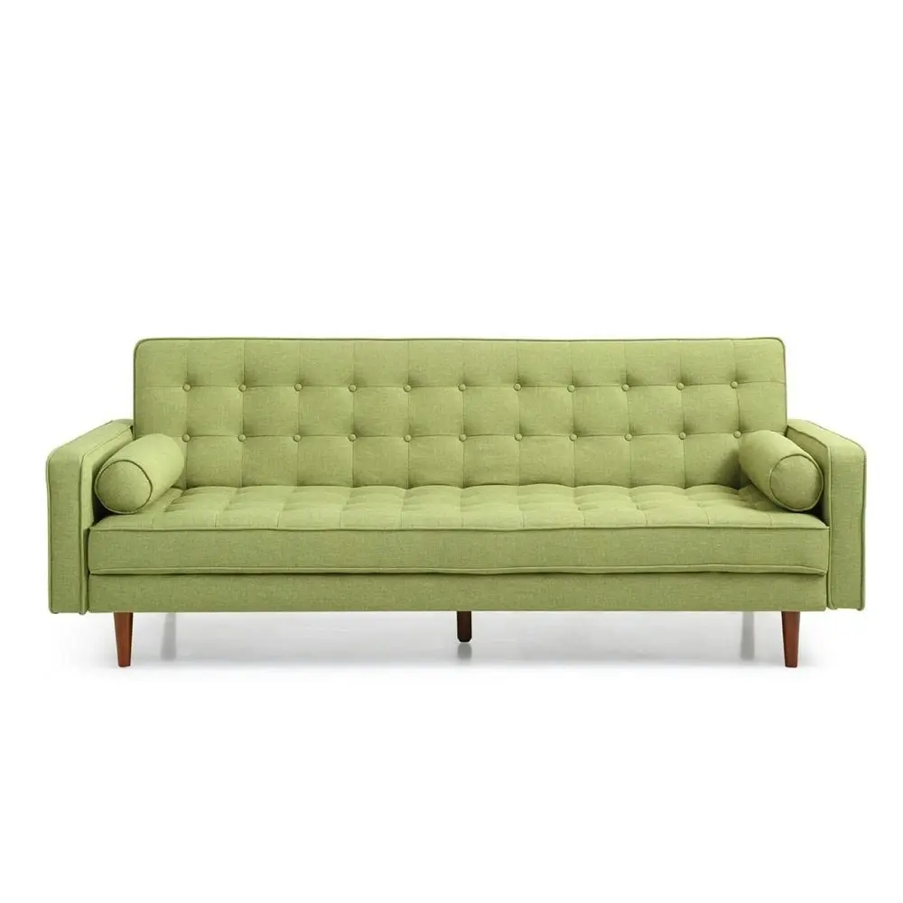 Design Square Designer Modern Scandinavian Fabric 3-Seater Sofa Bed - Green