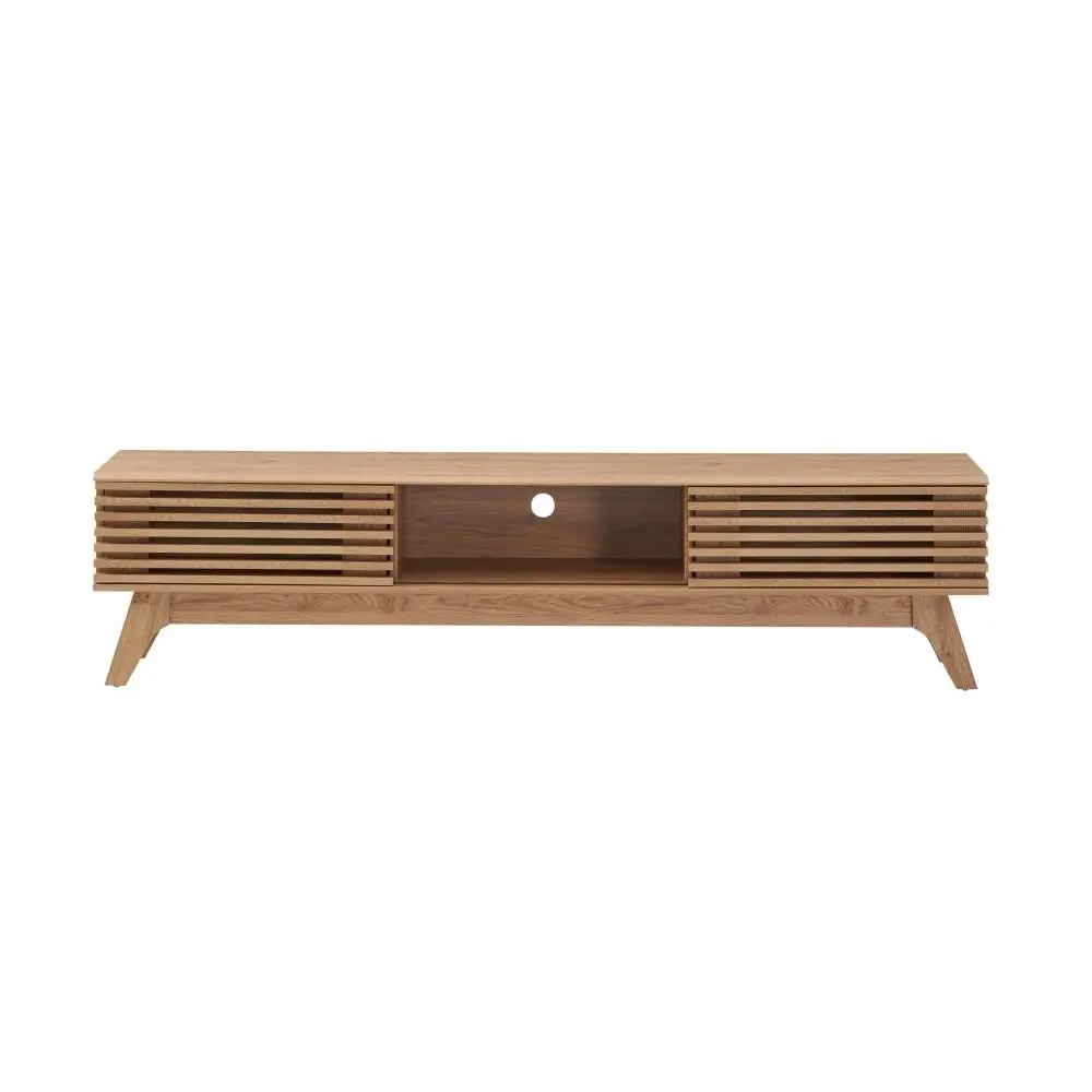 Design Square Camille Wooden Lowline Entertainment Unit TV Stand 180cm W/ 2-Doors - Oak