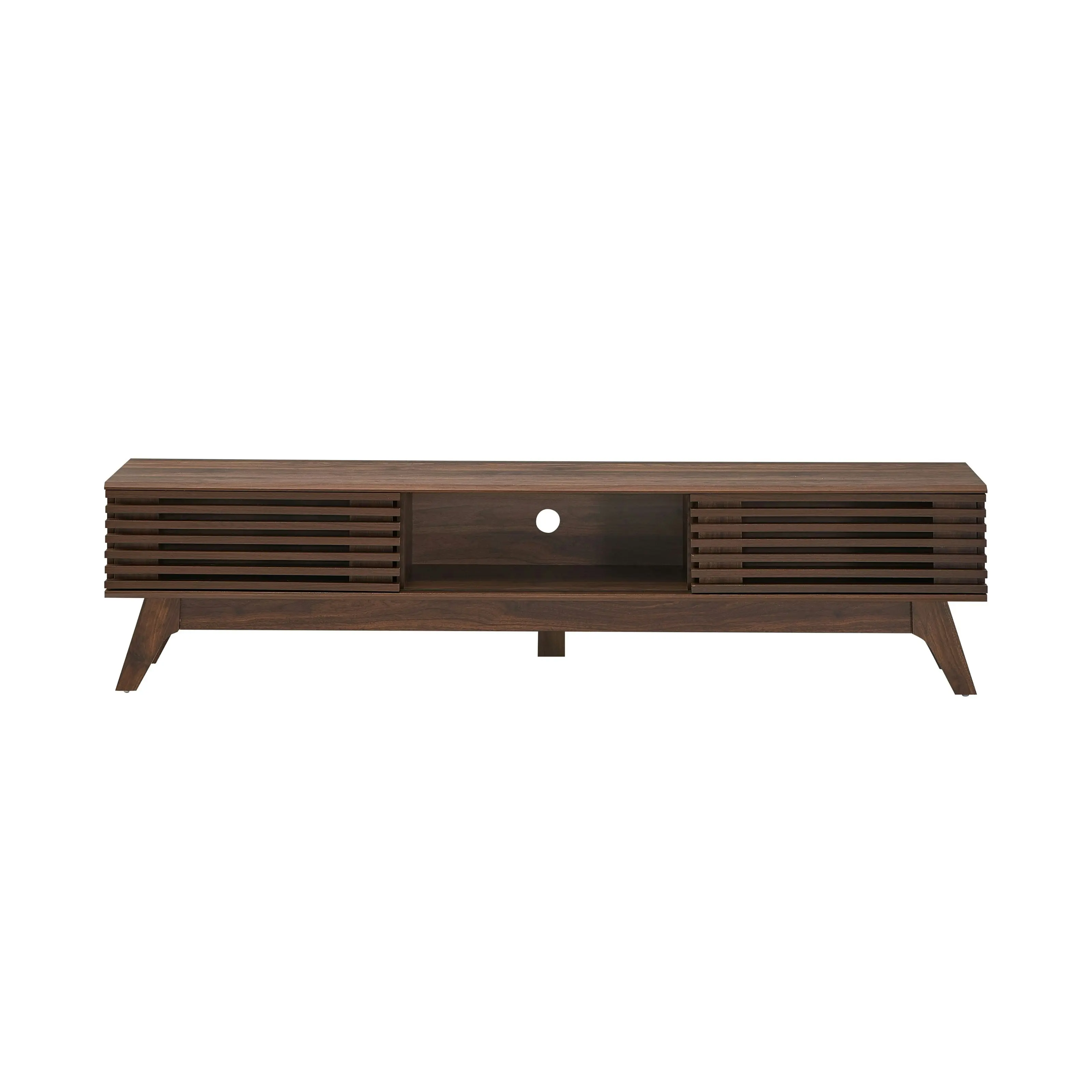 Design Square Camille Wooden Lowline Entertainment Unit TV Stand 180cm W/ 2-Doors - Walnut