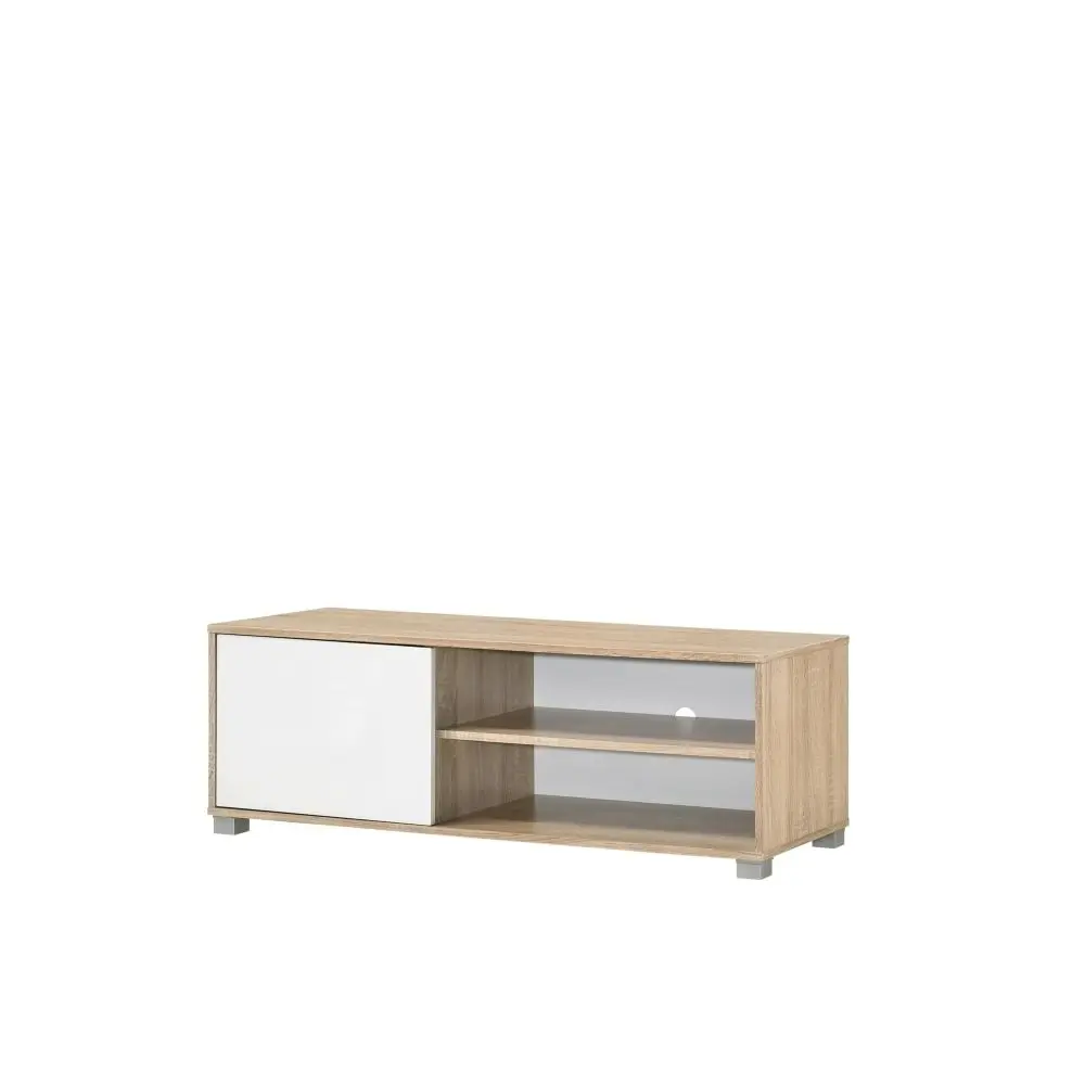 Design Square Aubree Compact TV Stand Entertainment Unit W/ 1-Door 120cm - Oak.White