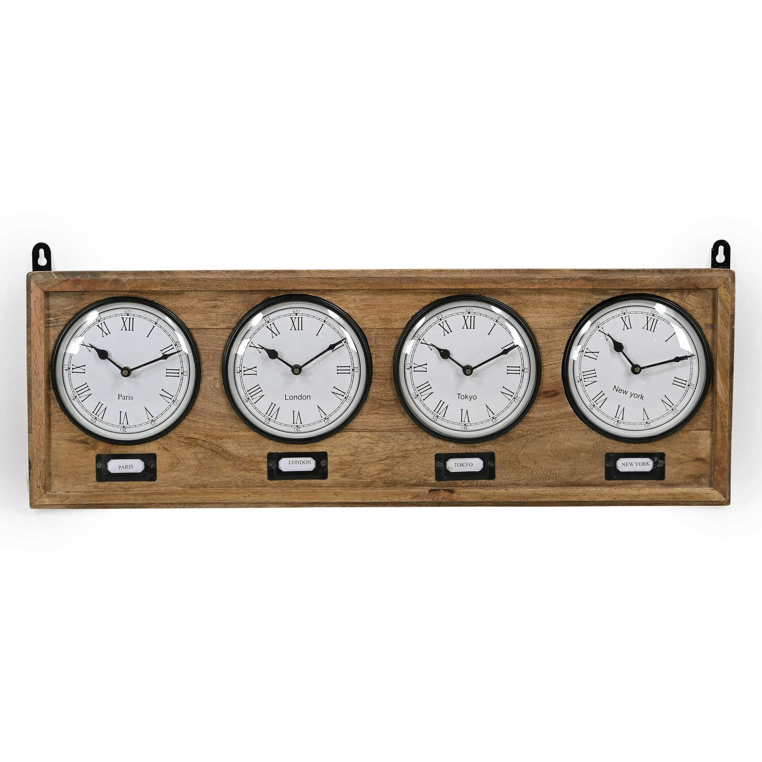 World Clock  Roman Numeral Timber