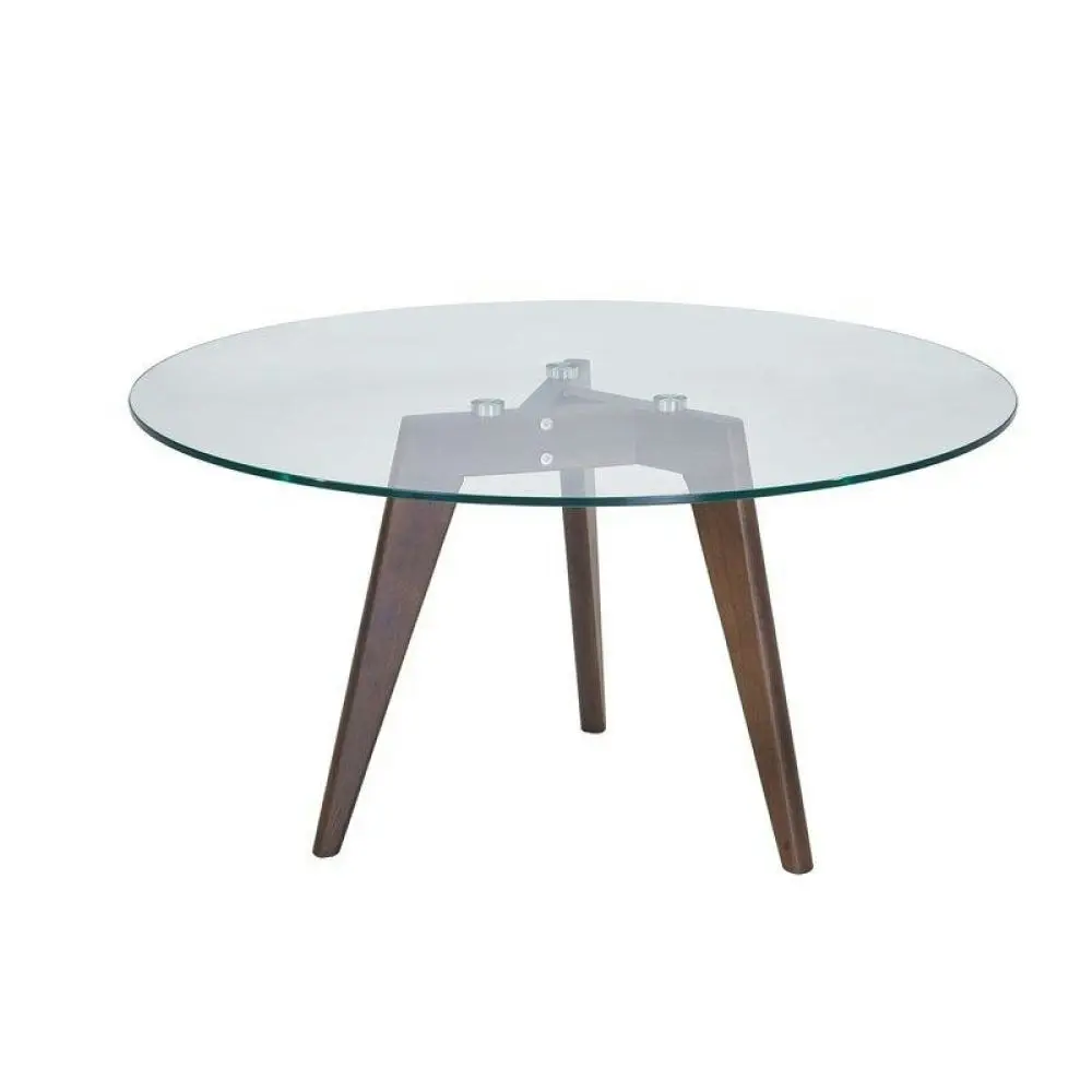 Design Square Round Coffee Table - Glass Top - Dark Oak