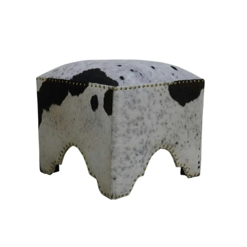 Studded Handmade Handcraft Cowhide Foot Stool Ottoman