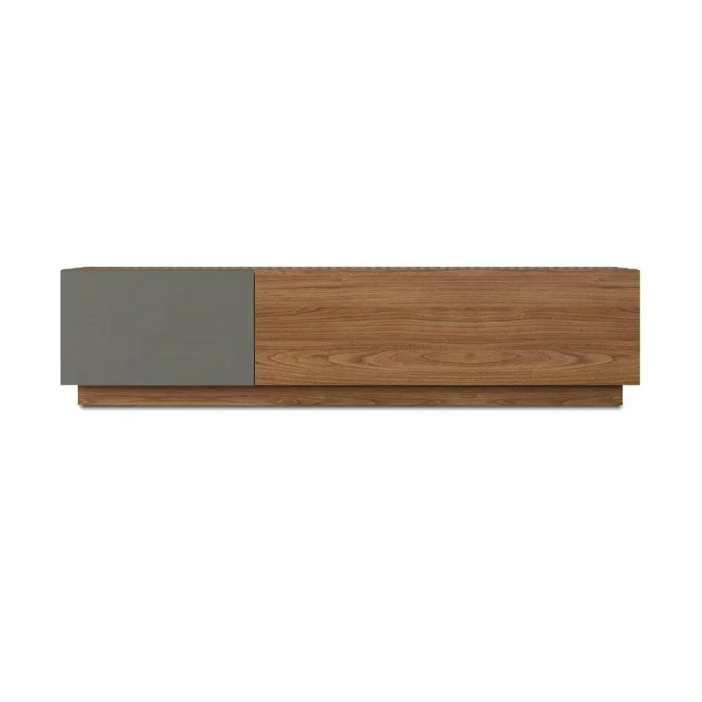 Design Square Zane Lowline Entertainment Unit TV Stand W/ 2-Doors 120cm - Walnut/Charcoal