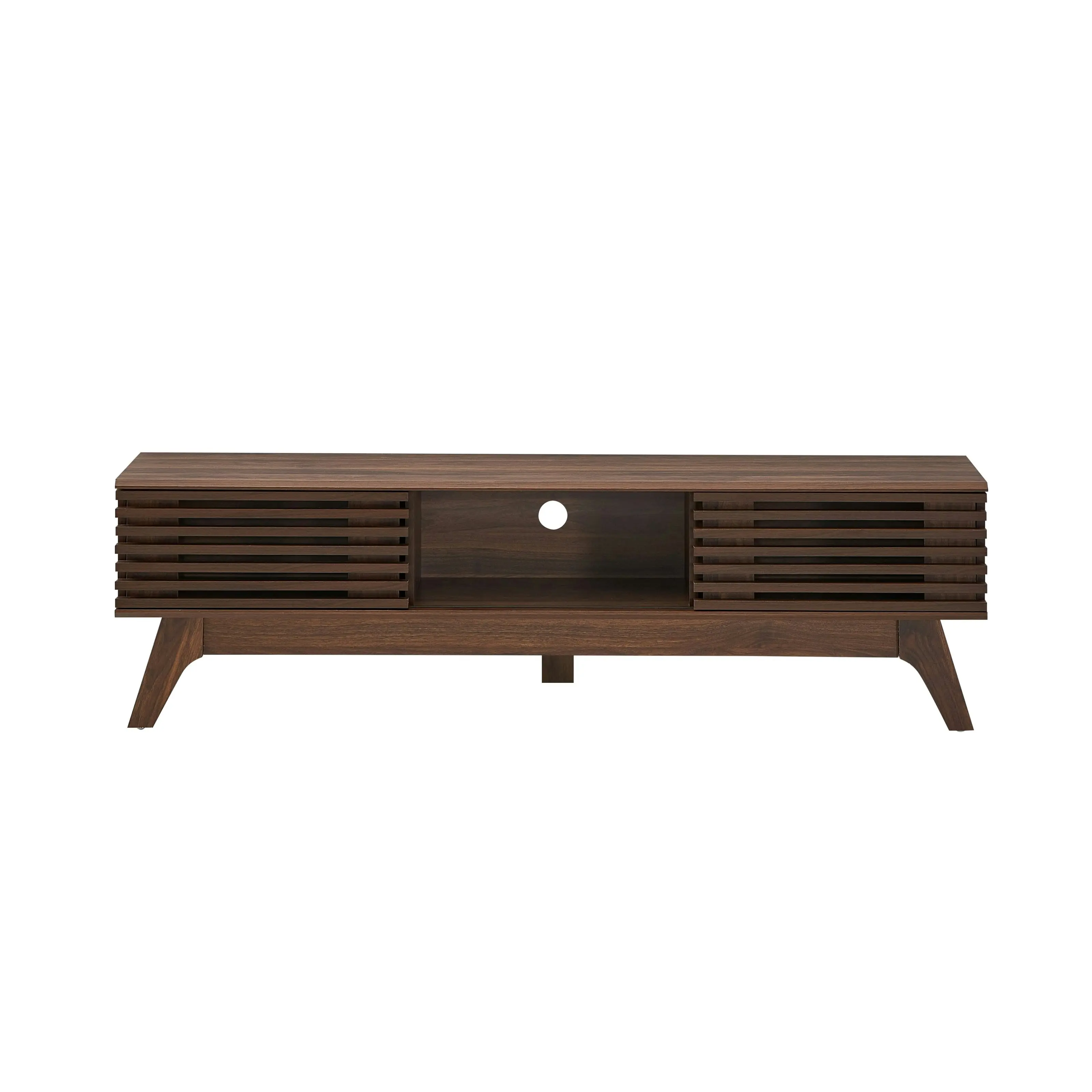 Design Square Camille Wooden Lowline Entertainment Unit TV Stand 150cm - Walnut