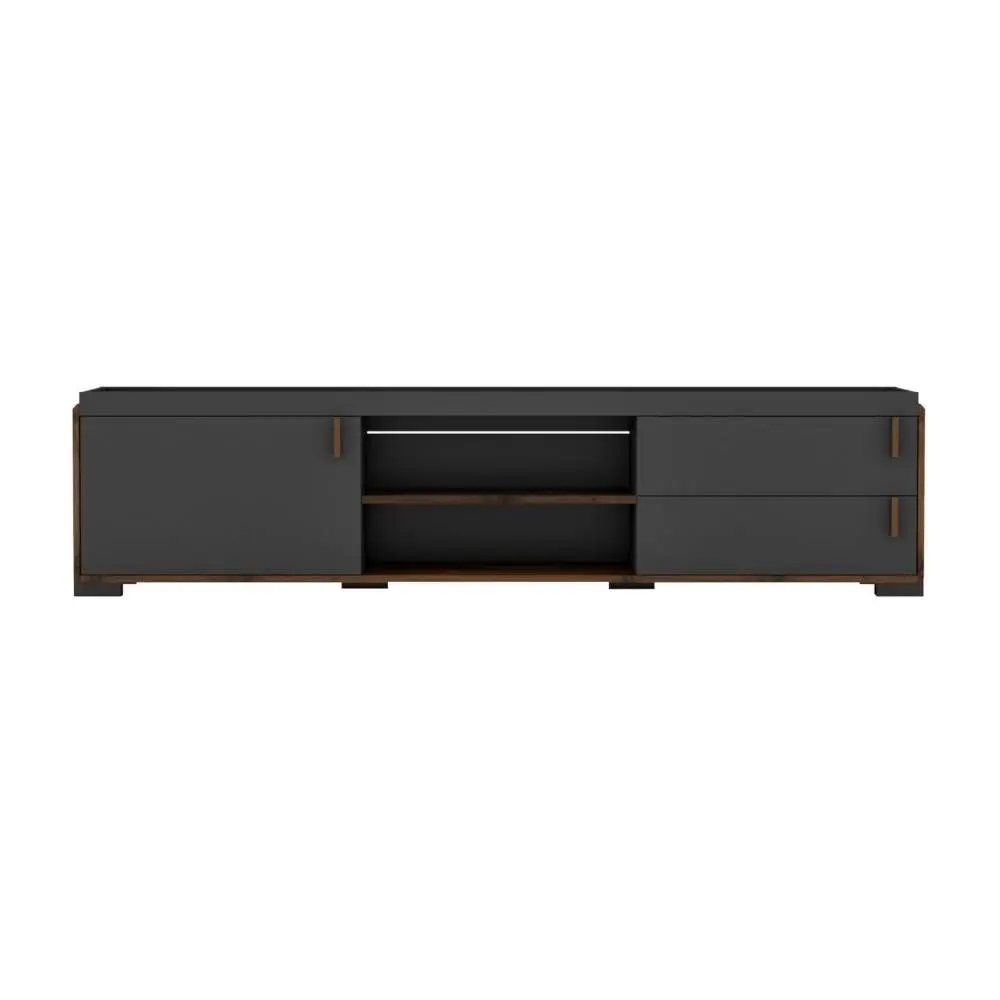 Lancester Entertainment Unit TV Stand 1.8m - Walnut & Dark Grey