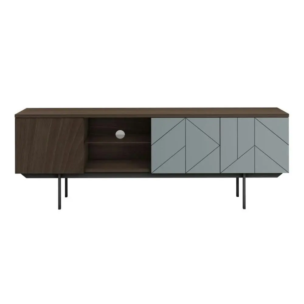 Maestro Furniture Mia TV Stand Cabinet Entertainment Unit - Walnut & Blue