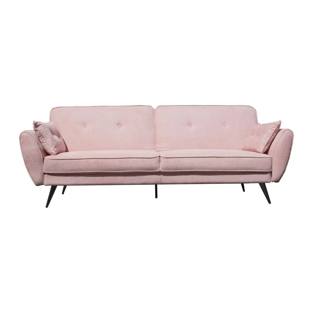 Design Square Modern Designer Scandinavian Fabric 3-Seater Sofa Bed - Pink