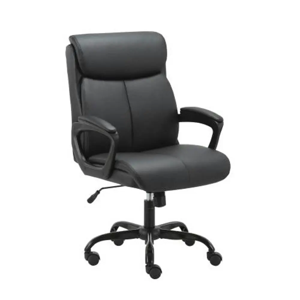 Maestro Furniture Puresoft PU Leather Soft Padded Mid-Back Office Chair - Black