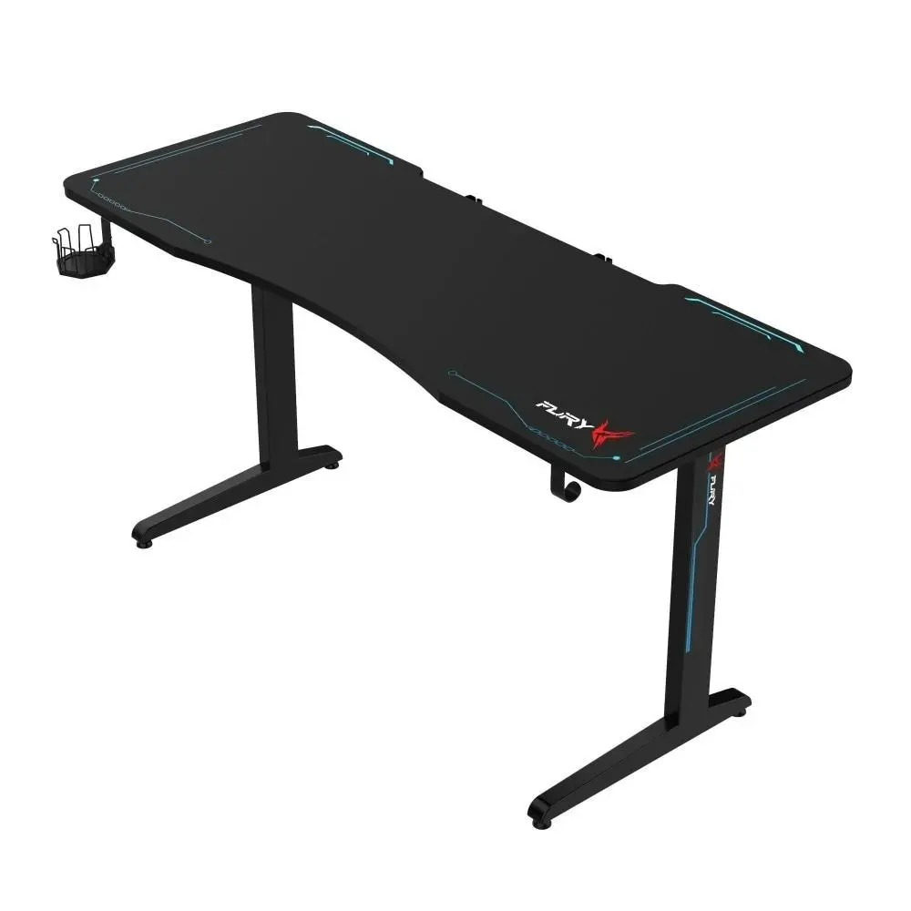 Maestro Furniture FuryX Office Gaming Computer Desk W/ RGB Full size Mouse Pad 160cm - Black