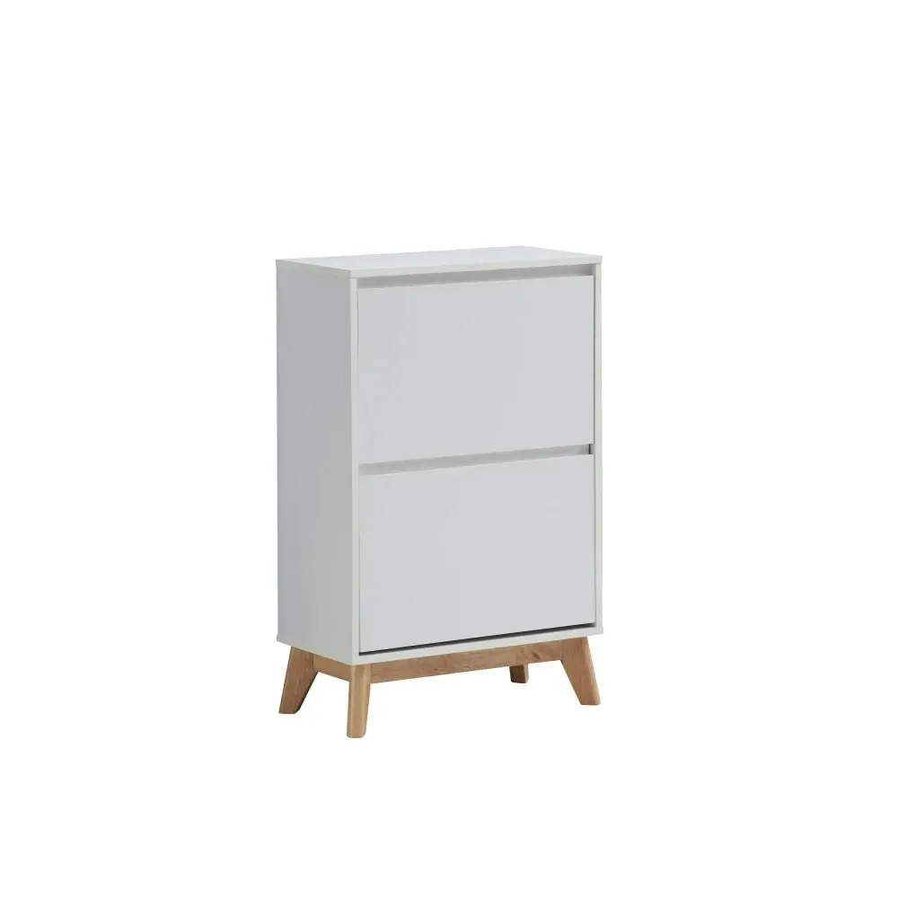 Design Square Audrey Modern Scandinavian 2-Doors Shoe Cabinet Storage - White