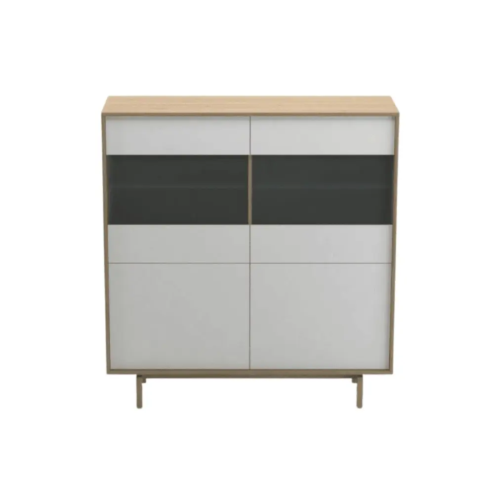 Design Square Peyton Modern Scandinavian Cupboard Storage Cabinet - Oak/White