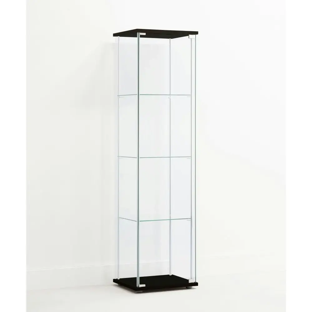 Design Square Jude 4-Tier Glass Display Shelf Storage Cabinet - Glass/Black