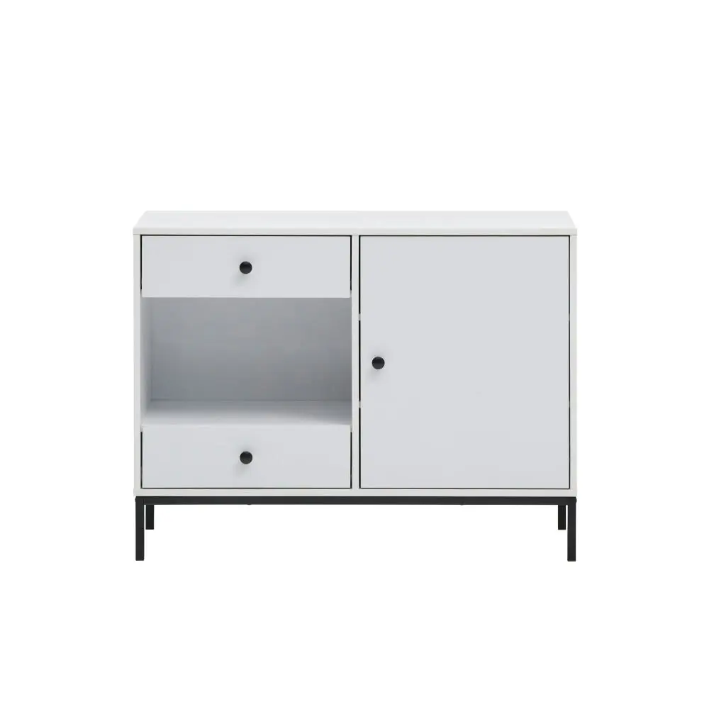 Design Square Urbano Cupboard Storage Cabinet W/ 1-Door 2-Drawers - White/Black