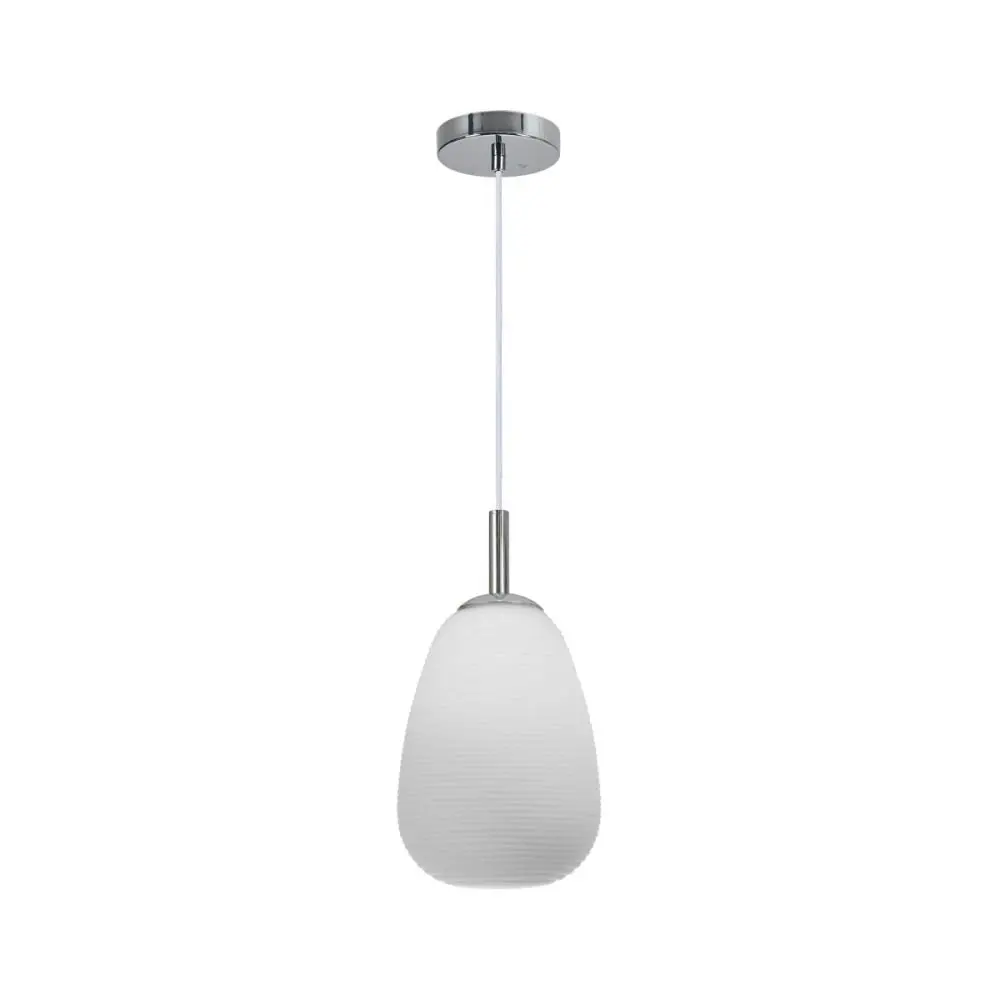 Alfredo Glass Modern Elegant Pendant Lamp Ceiling Light - Chrome