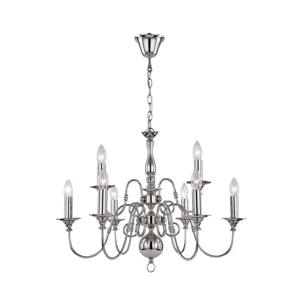 Rowan Rustic 5-Light Pendant Lamp Light Chandellier Polished Nickel