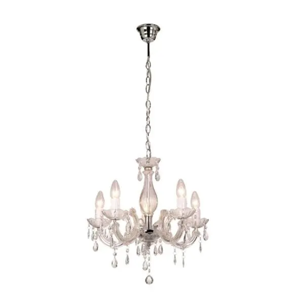 Bowie Elegant 5 Lights Acrylic Hanging Chandelier Lamp - Clear