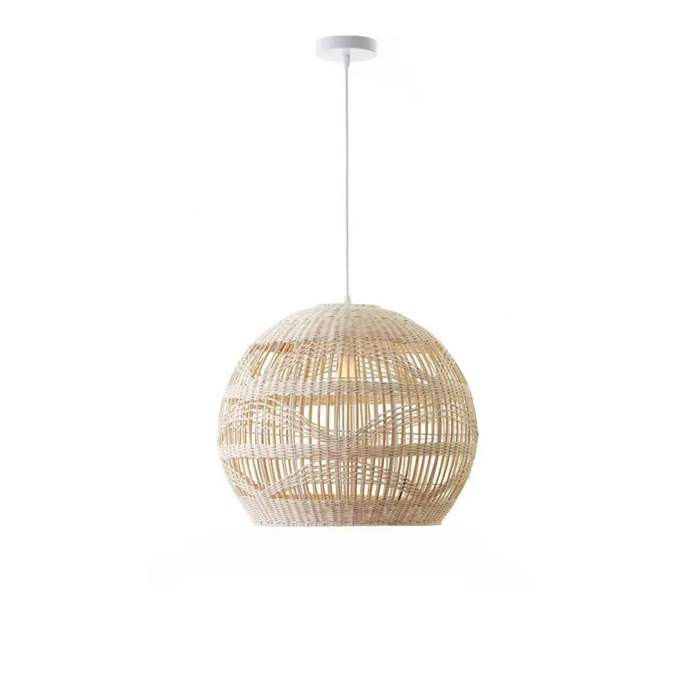 Carissa Bamboo Rattan Pendant Light Lamp Cream Natural Large