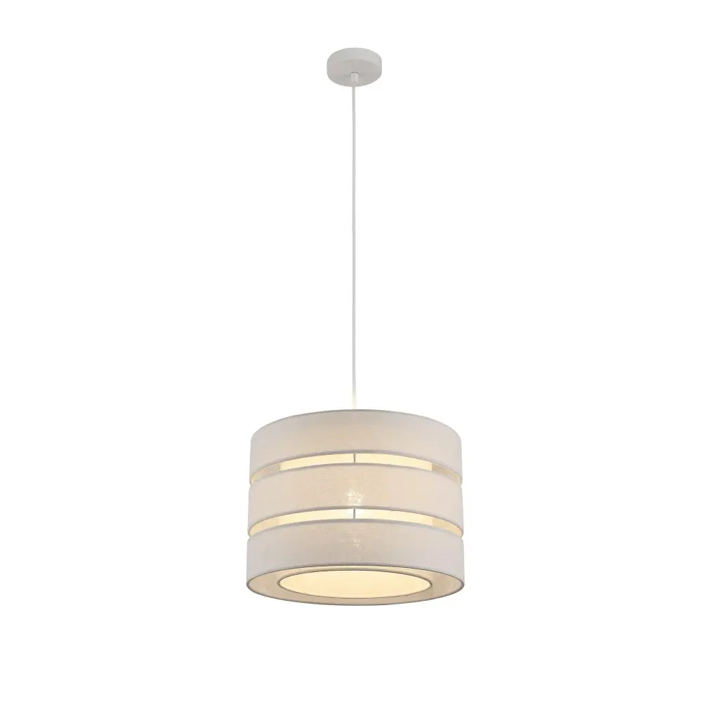 Madigan Hanging Pendant Light Linen Shade  - White