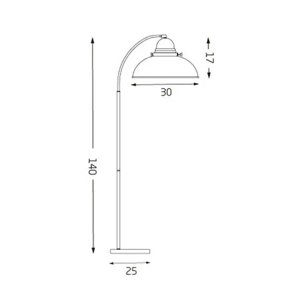 Oxford Modern Scandinavian Curved Arc Metal Standing  Floor Lamp - Antique Chrome