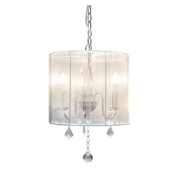 Venice Crystal Chandelier Pendant Light - Chrome / White