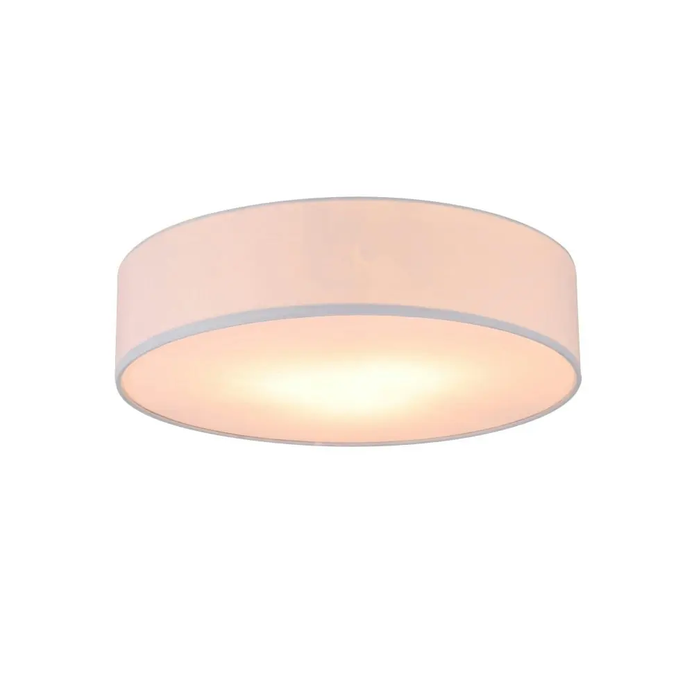 Apollo 3LT Round Ceiling Light Fabric Shade - White