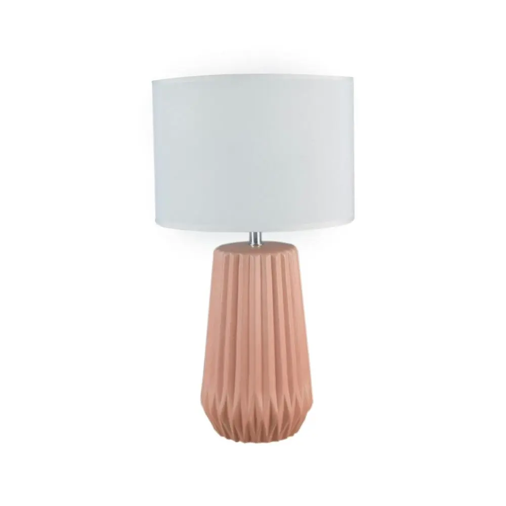 Tina Scandinavian Mid-Century Pink Ceramic Table Lamp Light Linen Shade