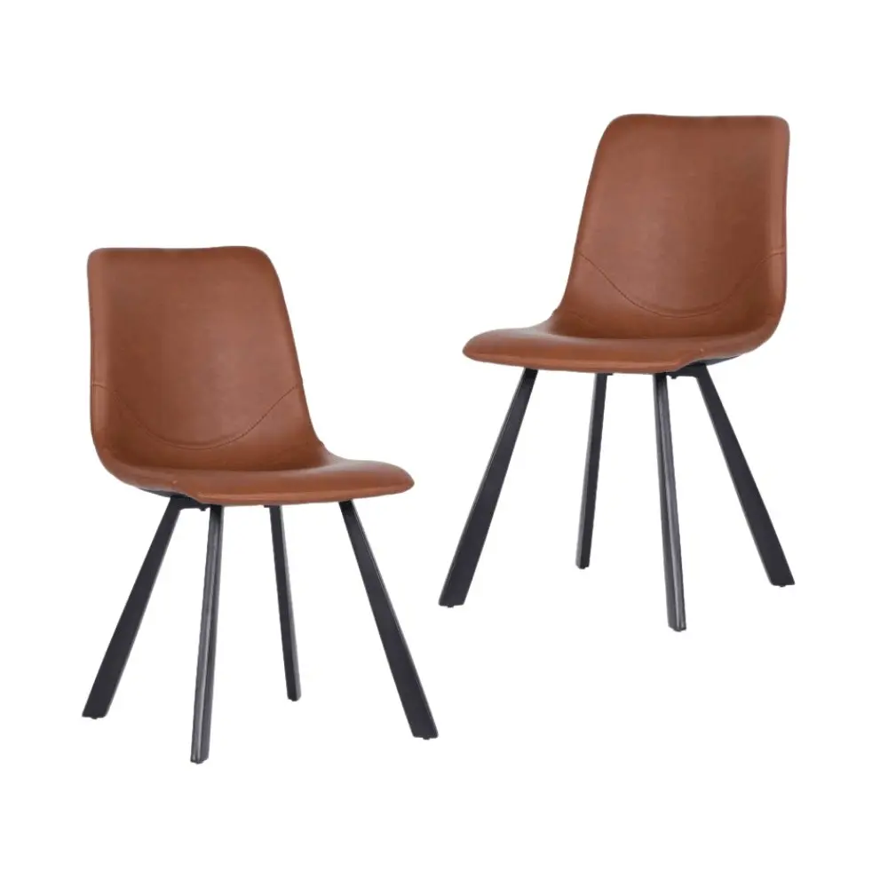 Raimon Furniture Set Of 2 Kim Faux Leather Kitchen Dining Chair - Cognac