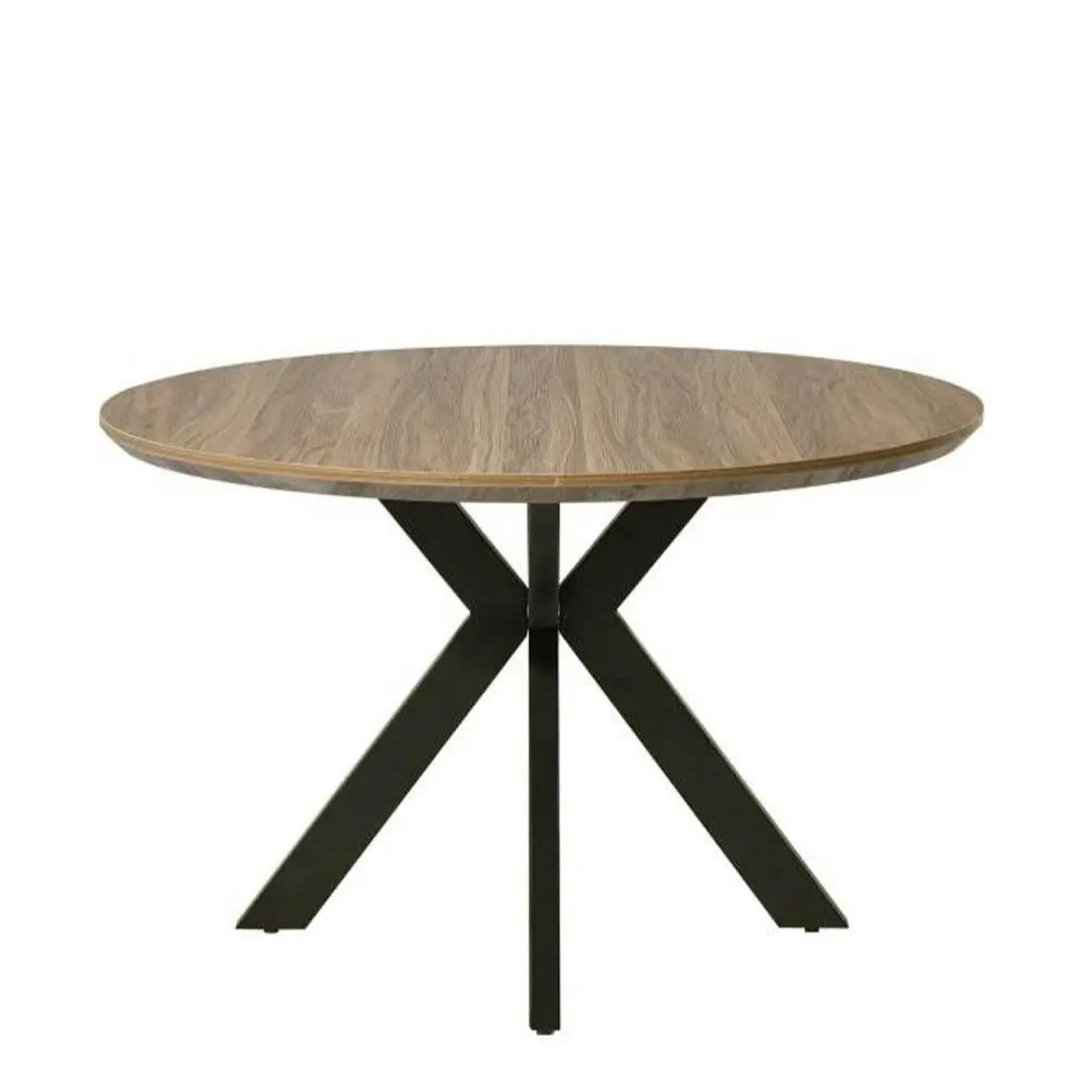 Raimon Furniture Oriel Round Dining Table 120cm - Black Metal Frame - Oak Sonoma