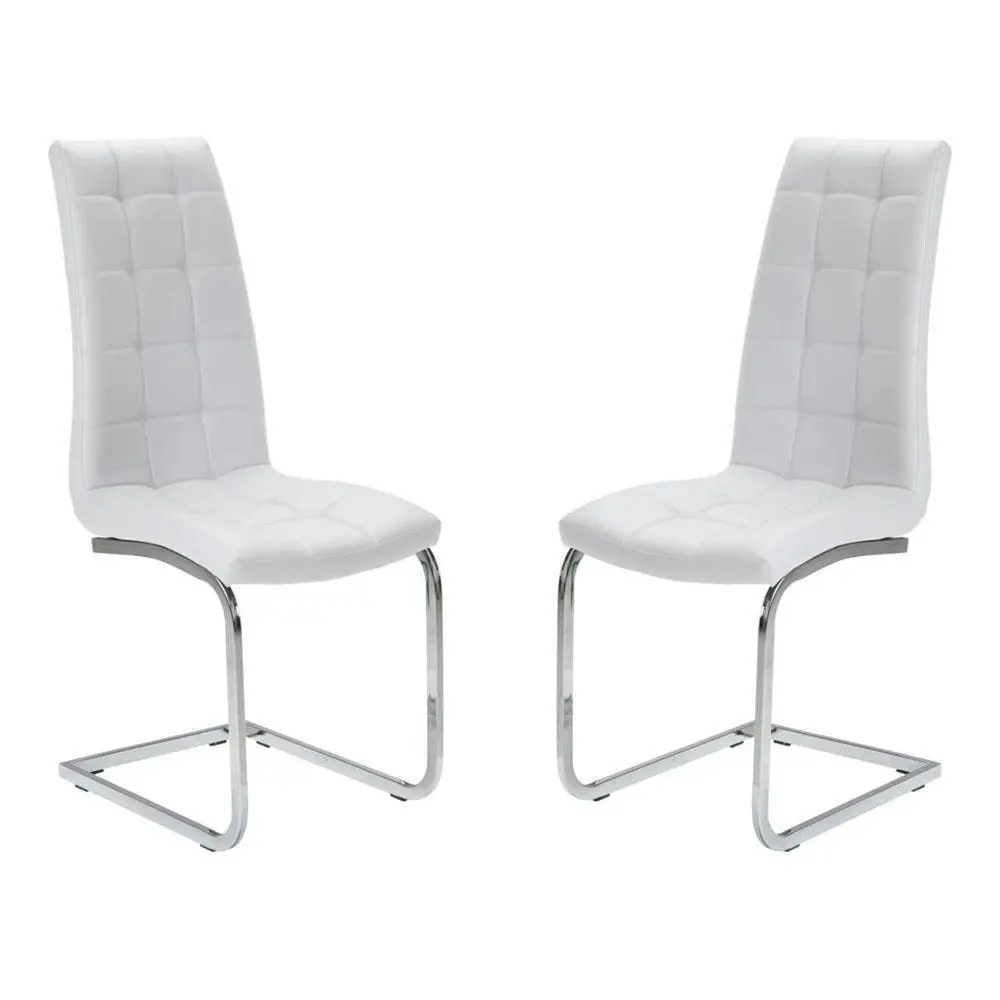 Raimon Furniture Set of 2 Hanson Faux Leather Dining Chair - Chrome Legs - White