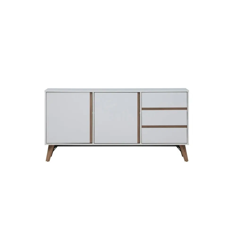 Design Square Sanford Buffet Unit Sideboard Storage Cabient W/ 2-Doors 3-Drawers - White/Oak