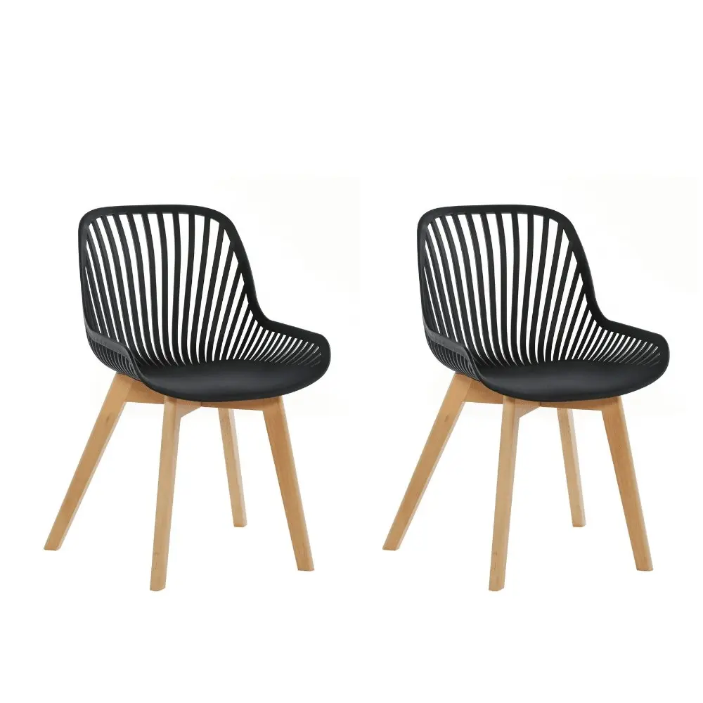 Design Square Set Of 2 Amira Kitchen Dining Chairs - Black/Oak